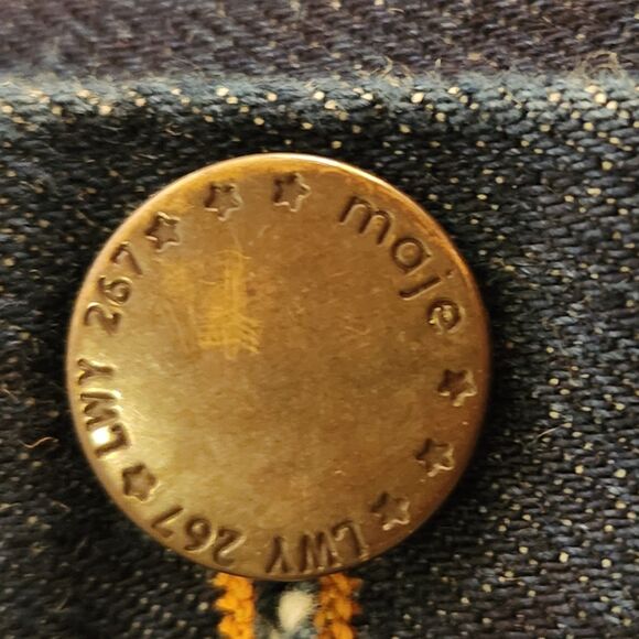 Maje Button-Front Denim Mini Skirt, French Girl Style, Dark Wash, Sz FR 38/US 6 - Picture 11 of 13